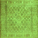 Round Machine Washable Persian Green Bohemian Area Rugs, wshcon1987grn