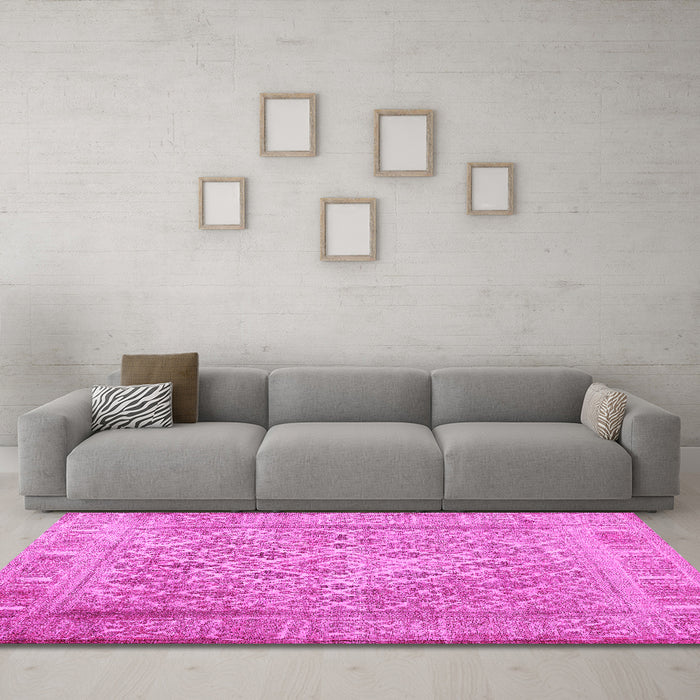 Machine Washable Persian Pink Bohemian Rug in a Living Room, wshcon1987pnk