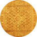 Round Persian Yellow Bohemian Rug, con1987yw