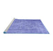 Sideview of Machine Washable Persian Blue Bohemian Rug, wshcon1987blu