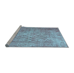 Sideview of Machine Washable Persian Light Blue Bohemian Rug, wshcon1987lblu