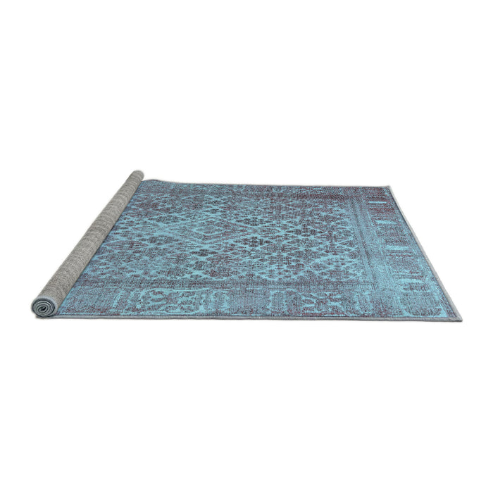 Sideview of Machine Washable Persian Light Blue Bohemian Rug, wshcon1987lblu