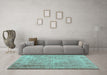 Machine Washable Persian Turquoise Bohemian Area Rugs in a Living Room,, wshcon1987turq
