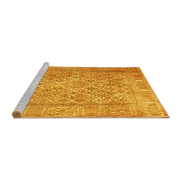 Sideview of Machine Washable Persian Yellow Bohemian Rug, wshcon1987yw