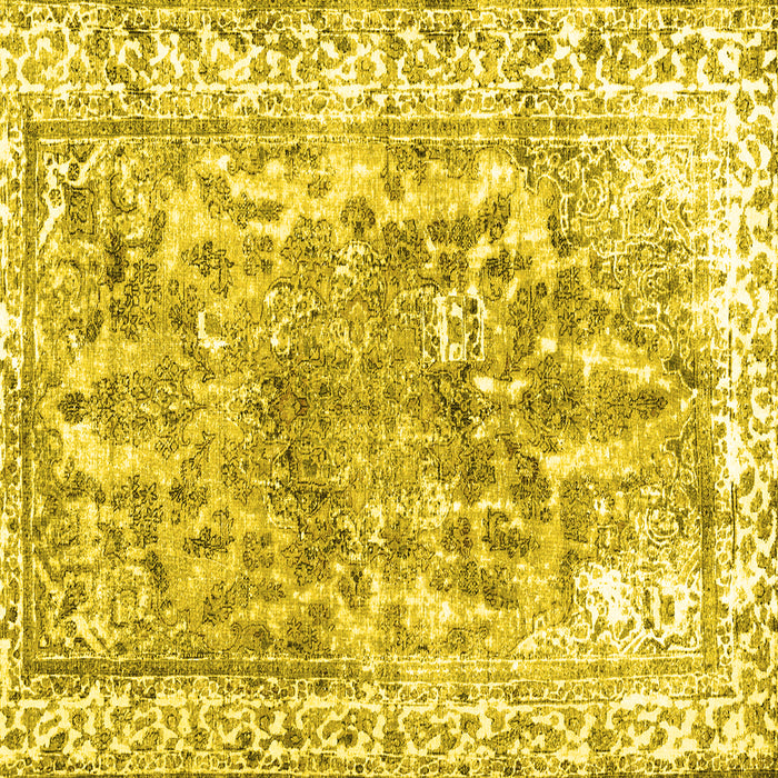 Square Abstract Yellow Contemporary Rug, con1988yw