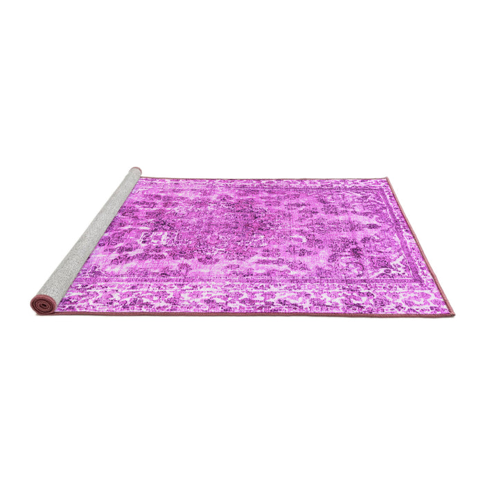 Sideview of Machine Washable Abstract Pink Contemporary Rug, wshcon1988pnk