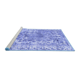 Sideview of Machine Washable Abstract Blue Contemporary Rug, wshcon1988blu