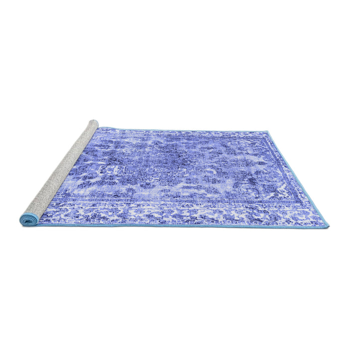 Sideview of Machine Washable Abstract Blue Contemporary Rug, wshcon1988blu