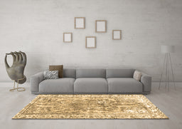 Machine Washable Abstract Brown Contemporary Rug in a Living Room,, wshcon1988brn