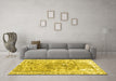 Machine Washable Abstract Yellow Contemporary Rug in a Living Room, wshcon1988yw