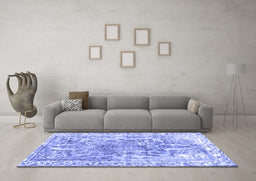 Machine Washable Abstract Blue Contemporary Rug in a Living Room, wshcon1988blu