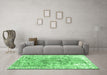 Machine Washable Abstract Emerald Green Contemporary Area Rugs in a Living Room,, wshcon1988emgrn