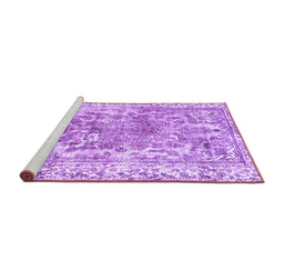 Sideview of Machine Washable Abstract Purple Contemporary Area Rugs, wshcon1988pur
