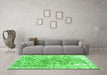 Machine Washable Abstract Green Contemporary Area Rugs in a Living Room,, wshcon1988grn