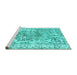 Sideview of Machine Washable Abstract Turquoise Contemporary Area Rugs, wshcon1988turq