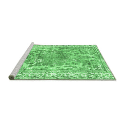 Sideview of Machine Washable Abstract Emerald Green Contemporary Area Rugs, wshcon1988emgrn