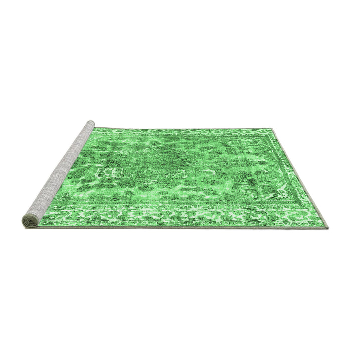 Sideview of Machine Washable Abstract Emerald Green Contemporary Area Rugs, wshcon1988emgrn