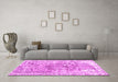 Machine Washable Abstract Pink Contemporary Rug in a Living Room, wshcon1988pnk