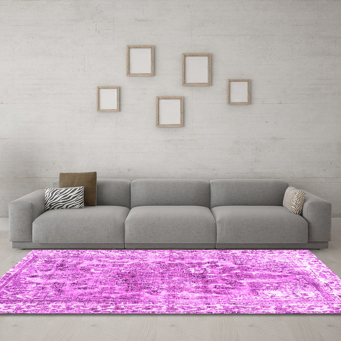 Machine Washable Abstract Pink Contemporary Rug in a Living Room, wshcon1988pnk