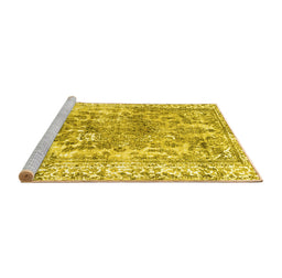 Sideview of Machine Washable Abstract Yellow Contemporary Rug, wshcon1988yw