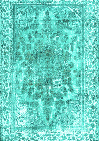 Abstract Turquoise Contemporary Rug, con1988turq