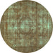 Round Persian Turquoise Bohemian Rug, con1989turq