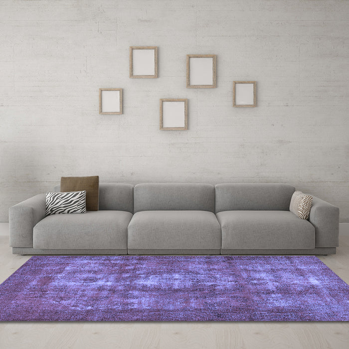 Machine Washable Persian Blue Bohemian Rug in a Living Room, wshcon1989blu