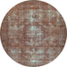 Round Persian Light Blue Bohemian Rug, con1989lblu