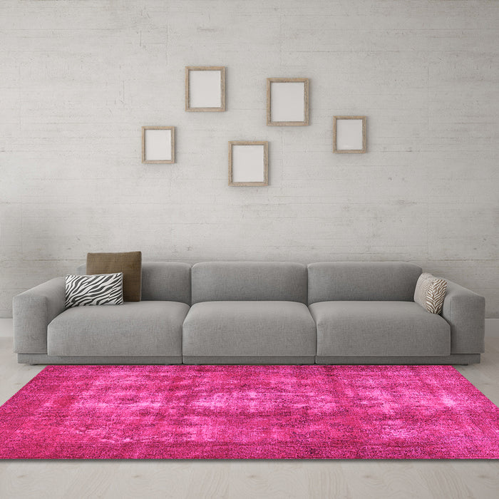 Machine Washable Persian Pink Bohemian Rug in a Living Room, wshcon1989pnk