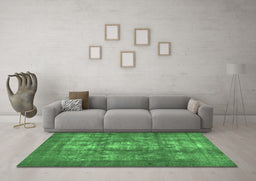 Machine Washable Persian Emerald Green Bohemian Area Rugs in a Living Room,, wshcon1989emgrn