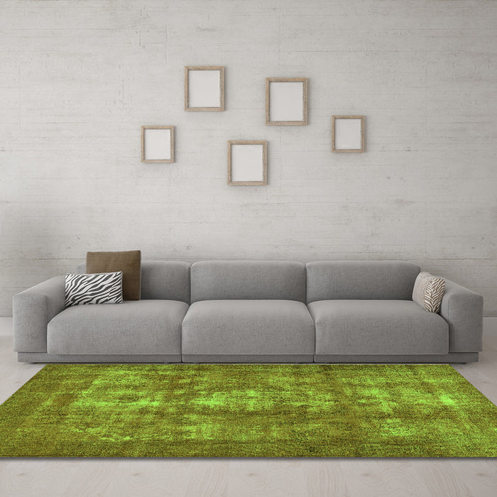 Machine Washable Persian Green Bohemian Area Rugs in a Living Room,, wshcon1989grn