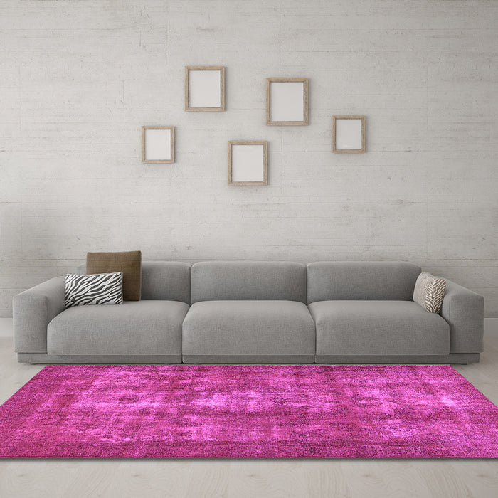 Machine Washable Persian Purple Bohemian Area Rugs in a Living Room, wshcon1989pur