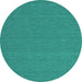 Round Machine Washable Abstract Turquoise Contemporary Area Rugs, wshcon198turq