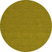 Round Machine Washable Abstract Yellow Contemporary Rug, wshcon198yw