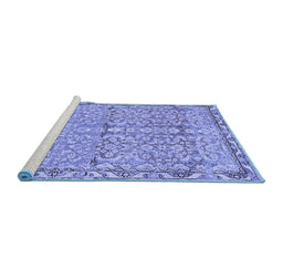 Sideview of Machine Washable Abstract Blue Contemporary Rug, wshcon1990blu