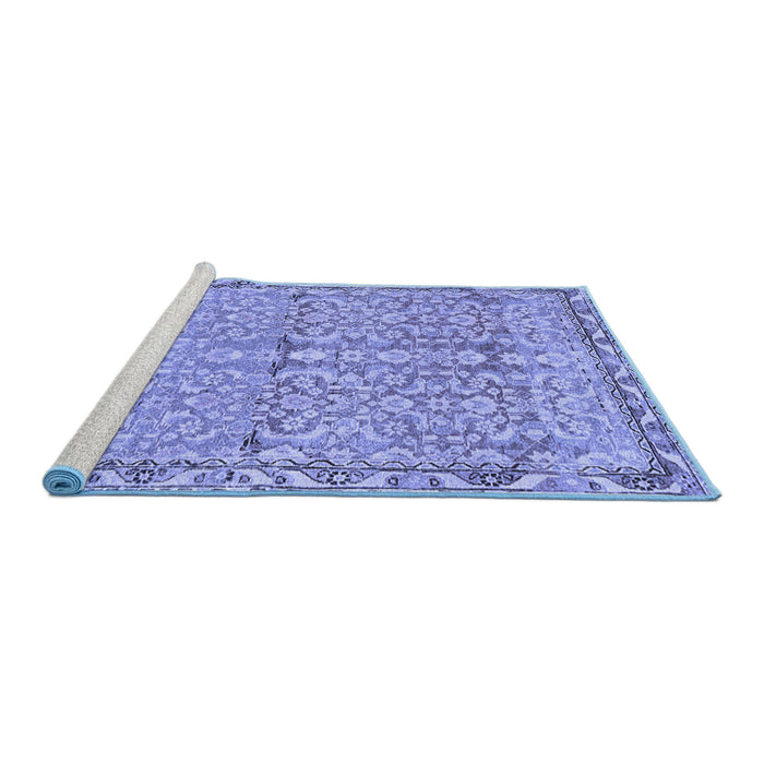 Sideview of Machine Washable Abstract Blue Contemporary Rug, wshcon1990blu
