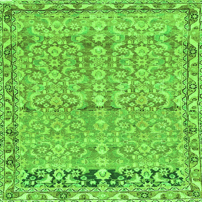 Round Machine Washable Abstract Green Contemporary Area Rugs, wshcon1990grn