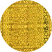 Round Abstract Yellow Contemporary Rug, con1990yw