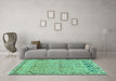 Machine Washable Abstract Turquoise Contemporary Area Rugs in a Living Room,, wshcon1990turq