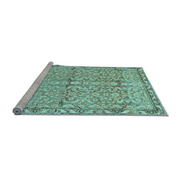 Sideview of Machine Washable Abstract Light Blue Contemporary Rug, wshcon1990lblu