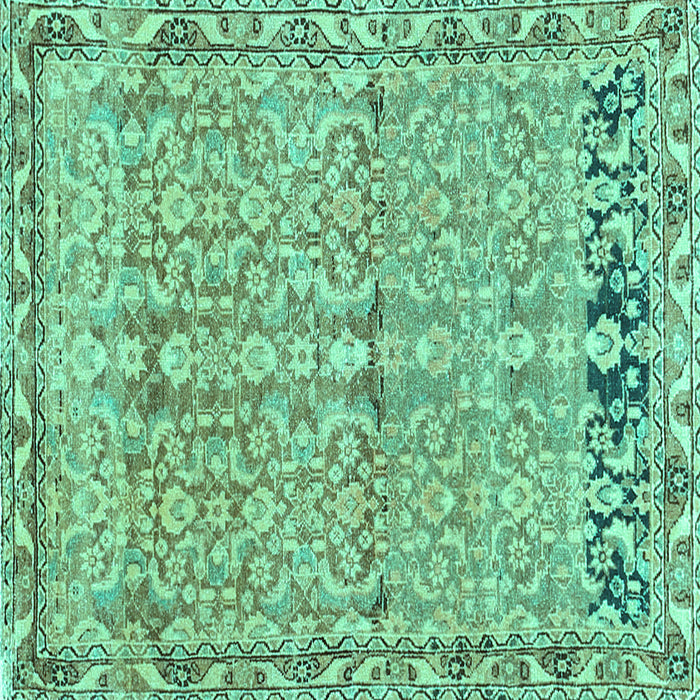 Square Machine Washable Abstract Turquoise Contemporary Area Rugs, wshcon1990turq