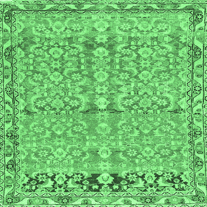 Square Abstract Emerald Green Contemporary Rug, con1990emgrn