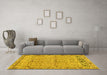 Machine Washable Abstract Yellow Contemporary Rug in a Living Room, wshcon1990yw