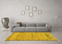 Machine Washable Abstract Yellow Contemporary Rug, wshcon1990yw