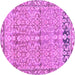 Round Machine Washable Abstract Purple Contemporary Area Rugs, wshcon1990pur