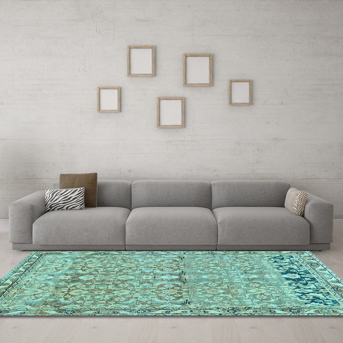 Machine Washable Abstract Light Blue Contemporary Rug in a Living Room, wshcon1990lblu