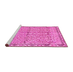 Sideview of Machine Washable Abstract Pink Contemporary Rug, wshcon1990pnk