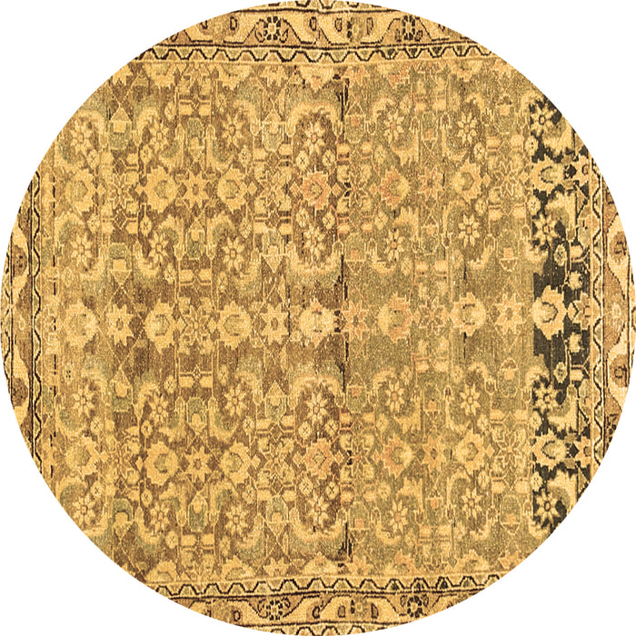 Round Abstract Brown Contemporary Rug, con1990brn
