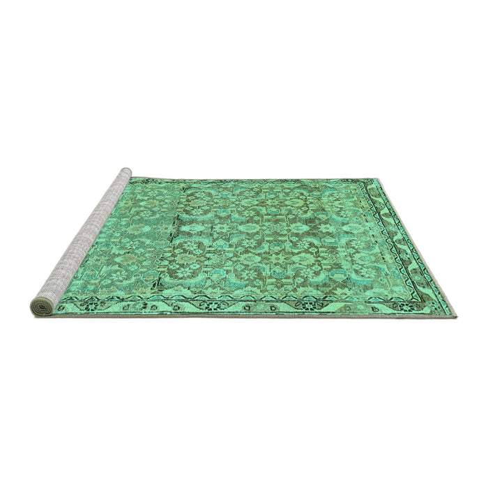 Sideview of Machine Washable Abstract Turquoise Contemporary Area Rugs, wshcon1990turq
