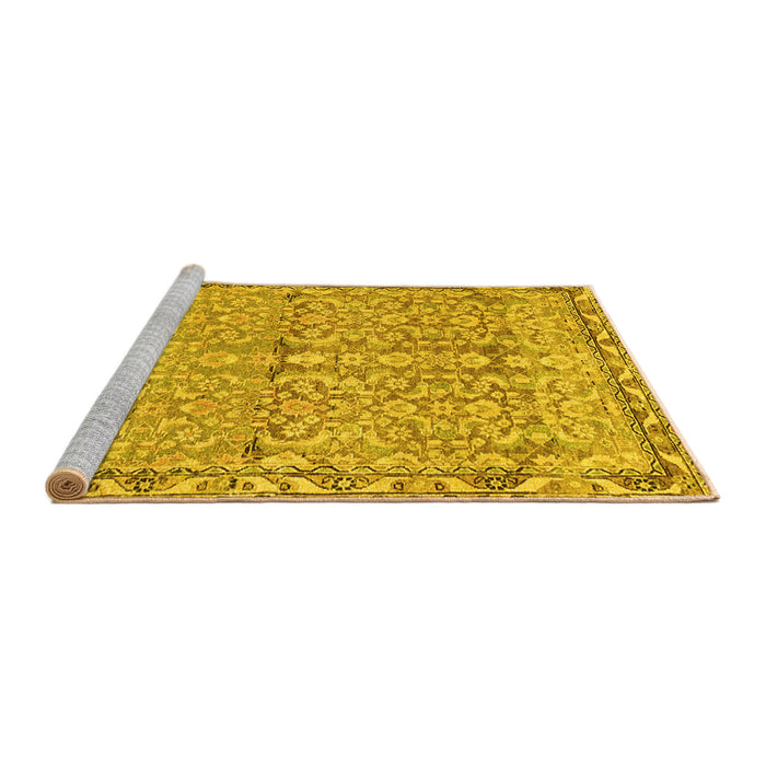 Sideview of Machine Washable Abstract Yellow Contemporary Rug, wshcon1990yw
